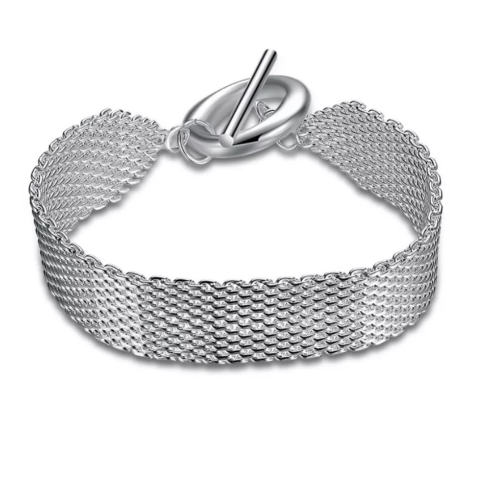 NEW Bracelet Woven Net Chainmail  Mesh Look Toggle